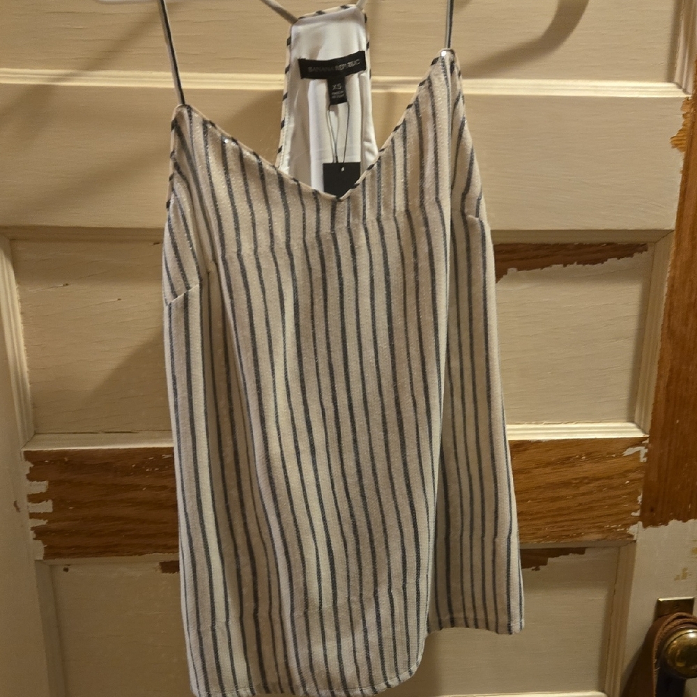 Banana Republic Cream and Navy Sequin Racerback Tank XS